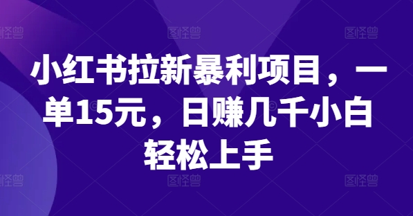 小红书拉新暴利项目，一单15元，日赚几千小白轻松上手【揭秘】-小何资源库