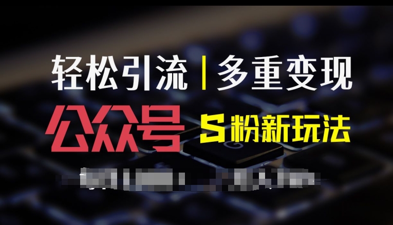 公众号S粉新玩法，简单操作、多重变现，每日收益1k-小何资源库