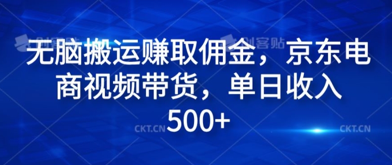 无脑搬运赚取佣金，京东电商视频带货，单日收入几张-小何资源库