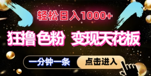 狂撸S粉变现天花板，轻松日入1000+，一单200+-小何资源库