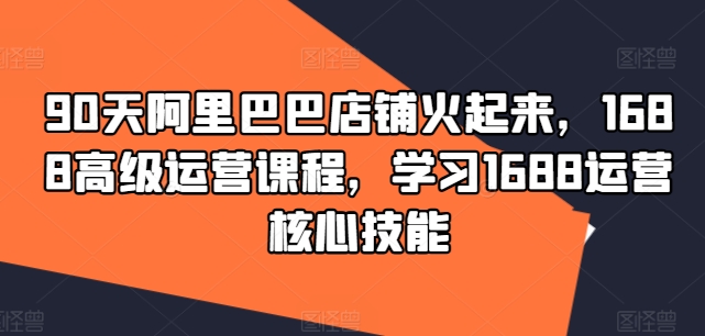 90天阿里巴巴店铺火起来，1688高级运营课程，学习1688运营核心技能-小何资源库