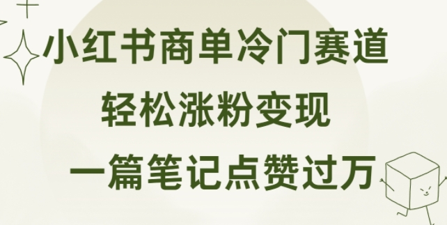 小红书商单冷门赛道 一篇笔记点赞过万 轻松涨粉变现-小何资源库