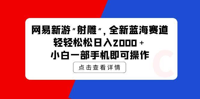网易新游 射雕 全新蓝海赛道，轻松日入2000＋小白一部手机即可操作-小何资源库