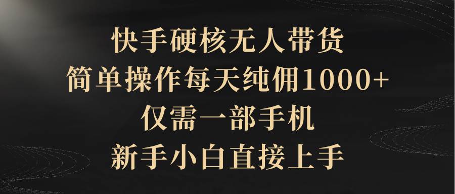 快手硬核无人带货，简单操作每天纯佣1000+,仅需一部手机，新手小白直接上手-小何资源库