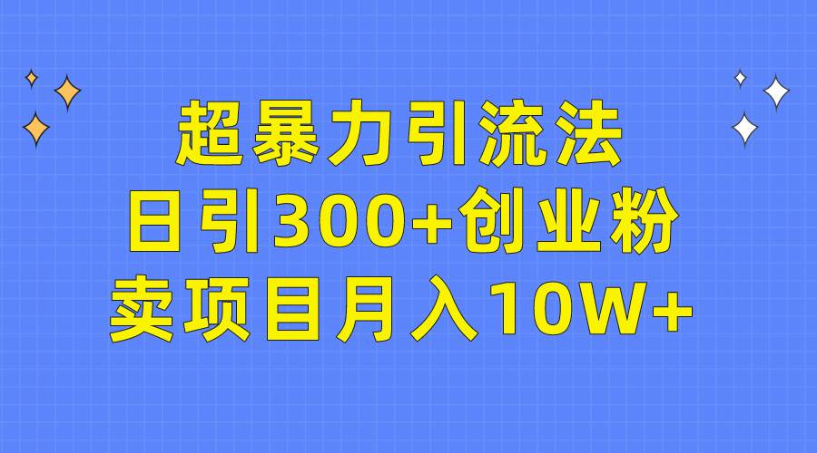 超暴力引流法，日引300+创业粉，卖项目月入10W+-小何资源库