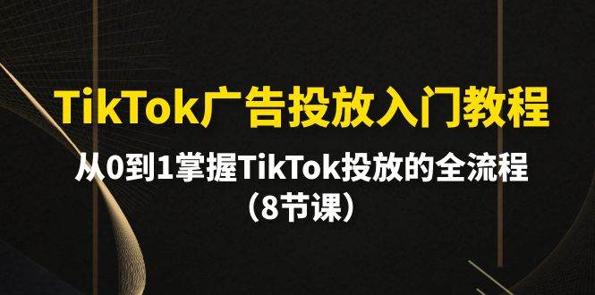 TikTok广告投放入门教程，从0到1掌握TikTok投放的全流程（8节课）-小何资源库