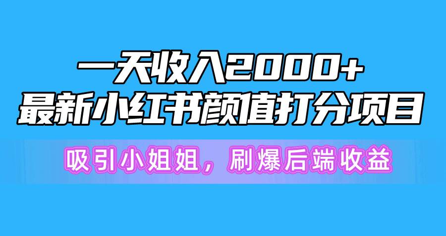 一天收入2000+，最新小红书颜值打分项目，吸引小姐姐，刷爆后端收益-小何资源库