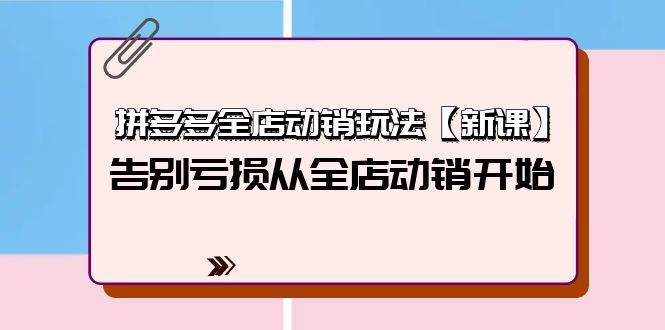 拼多多全店动销玩法【新课】，告别亏损从全店动销开始（4节视频课）-小何资源库