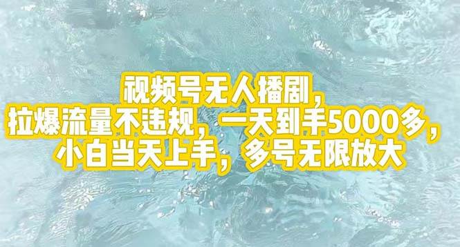 视频号无人播剧，拉爆流量不违规，一天到手5000多，小白当天上手，多号…-小何资源库