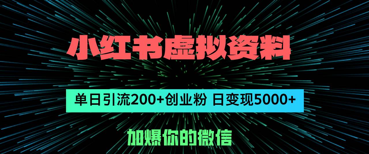 小红书虚拟资料日引流200+创业粉，单日变现5000+-小何资源库