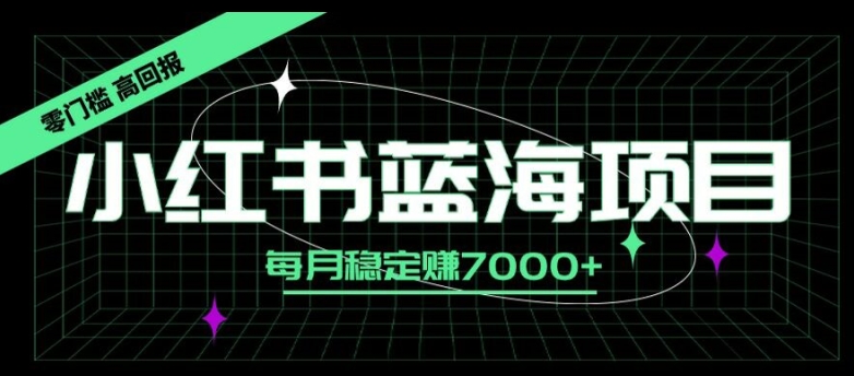小红书蓝海项目，零门槛、高回报，每月稳定赚7000+-小何资源库