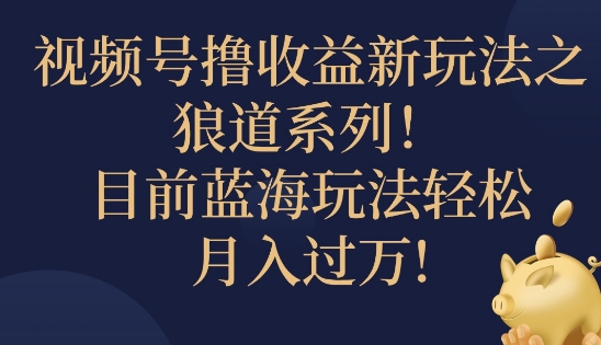 视频号暴力撸收益新玩法之狼道系列，目前蓝海玩法轻松月入过万-小何资源库