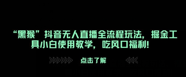 “黑猴”抖音无人直播全流程玩法，掘金工具小白使用教学，吃风口福利!-小何资源库