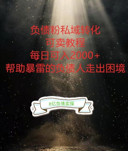 负债粉掘金计划，帮助负债者解决问题，债务规划，债务重组，最好的变现方式【揭秘】-小何资源库