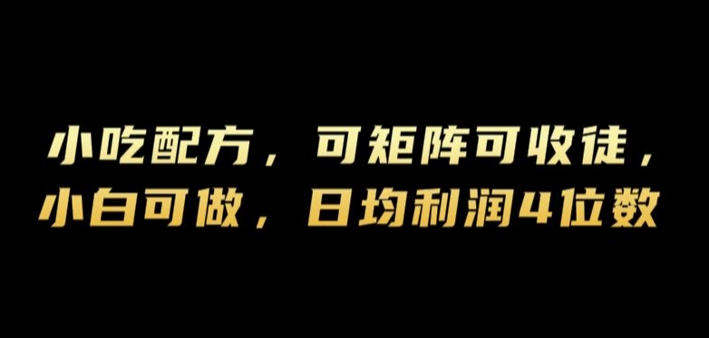 小吃配方，可矩阵可收徒，小白可做，日均利润4位数-小何资源库
