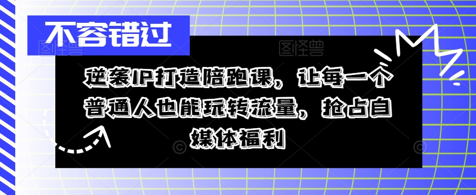 逆袭IP打造陪跑课，让每一个普通人也能玩转流量，抢占自媒体福利-小何资源库