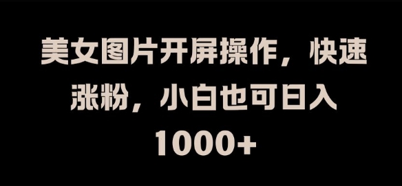 美女图片开屏操作，快速涨粉，小白也可日入1k【揭秘】-小何资源库