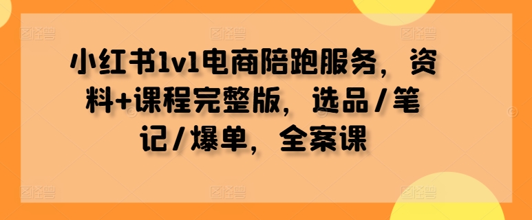 小红书1v1电商陪跑服务，资料+课程完整版，选品/笔记/爆单，全案课-小何资源库