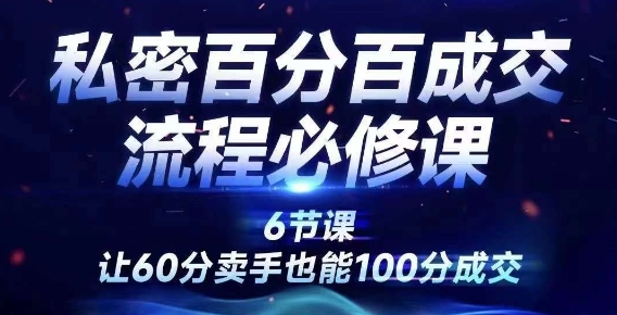 私密百分百成交流程线上训练营，绝对成交，让60分卖手也能100分成交-小何资源库