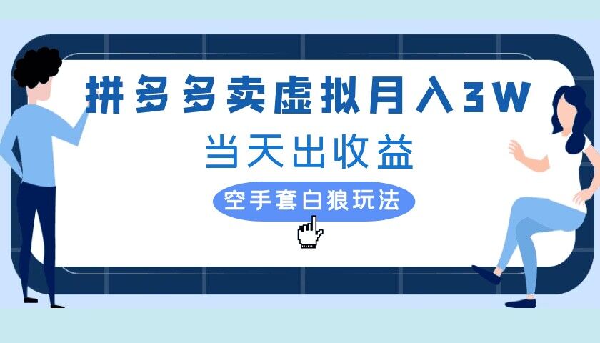 拼多多虚拟项目，单人月入3W+，实操落地项目-小何资源库