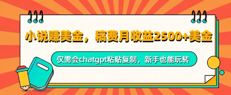小说赚美金，稿费月收益2.5k美金，仅需会chatgpt粘贴复制，新手也能玩转-小何资源库