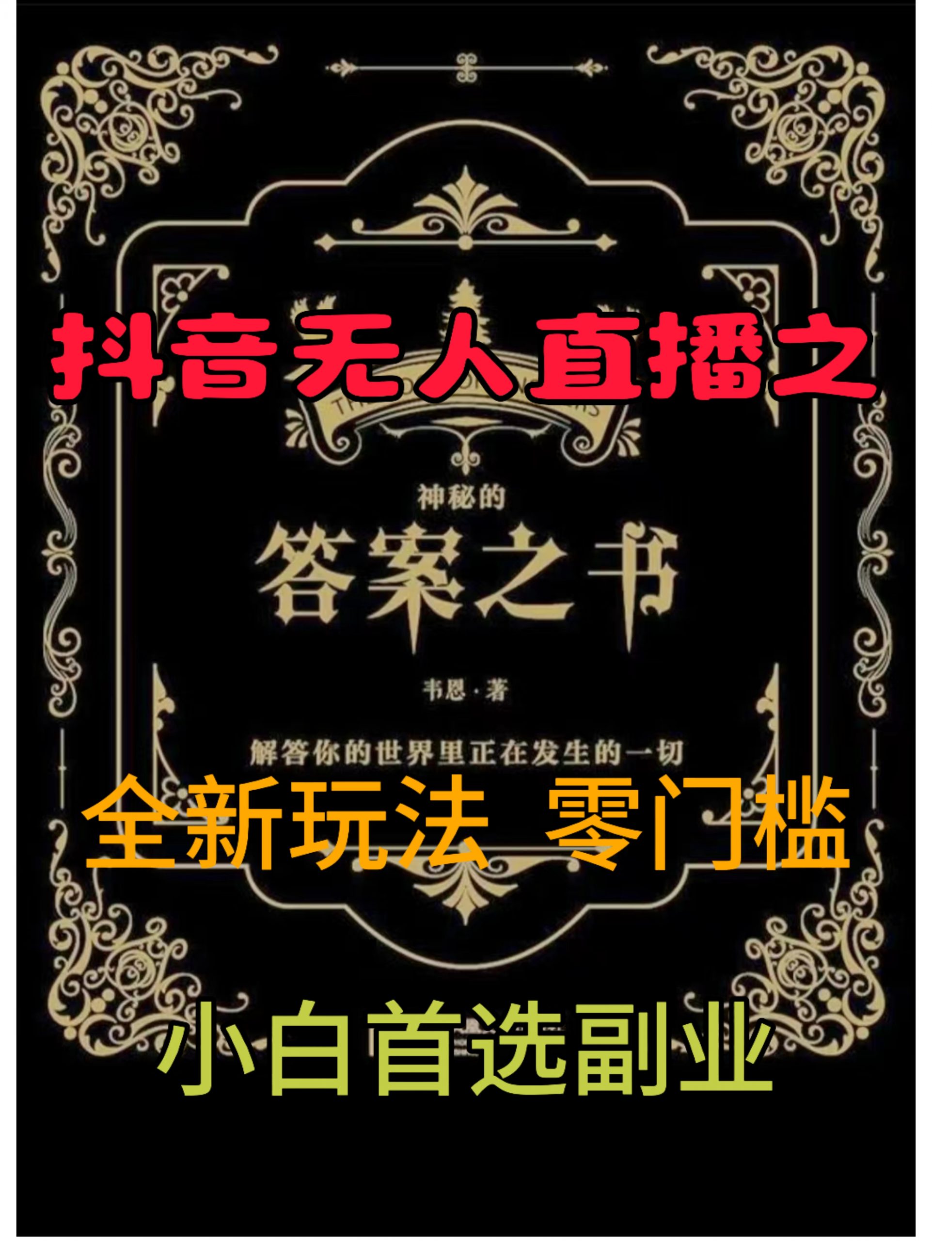 抖音无人直播之答案之书，全新玩法，搭配文档和网页，零门槛，0 粉开播，小白首选副业-小何资源库