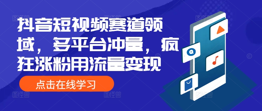 抖音短视频赛道领域，多平台冲量，疯狂涨粉用流量变现-小何资源库