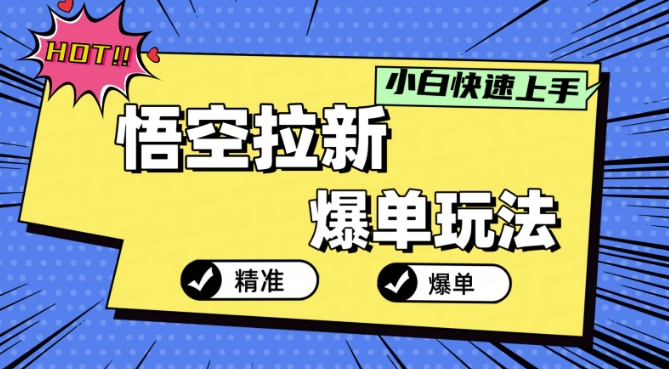 悟空拉新爆单玩法，精准引流，小白分分钟上手-小何资源库