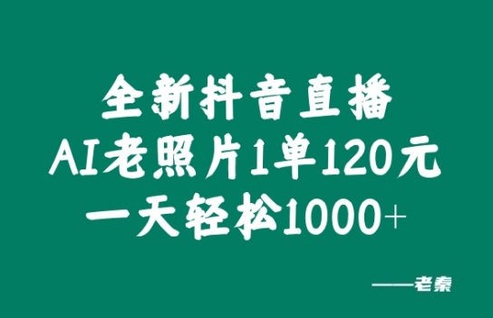 全新抖音直播AI老照片玩法，1单120元，一天轻松1k-小何资源库