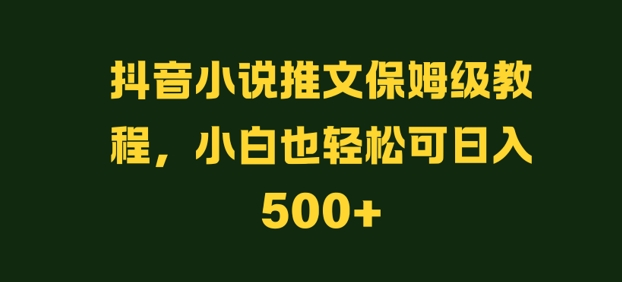 抖音小说推文保姆级教程，小白也轻松可日入500+-小何资源库