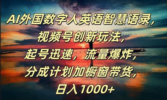 AI外国数字人英语智慧语录，视频号创新玩法，起号迅速，流量爆炸，日入1k+【揭秘】-小何资源库