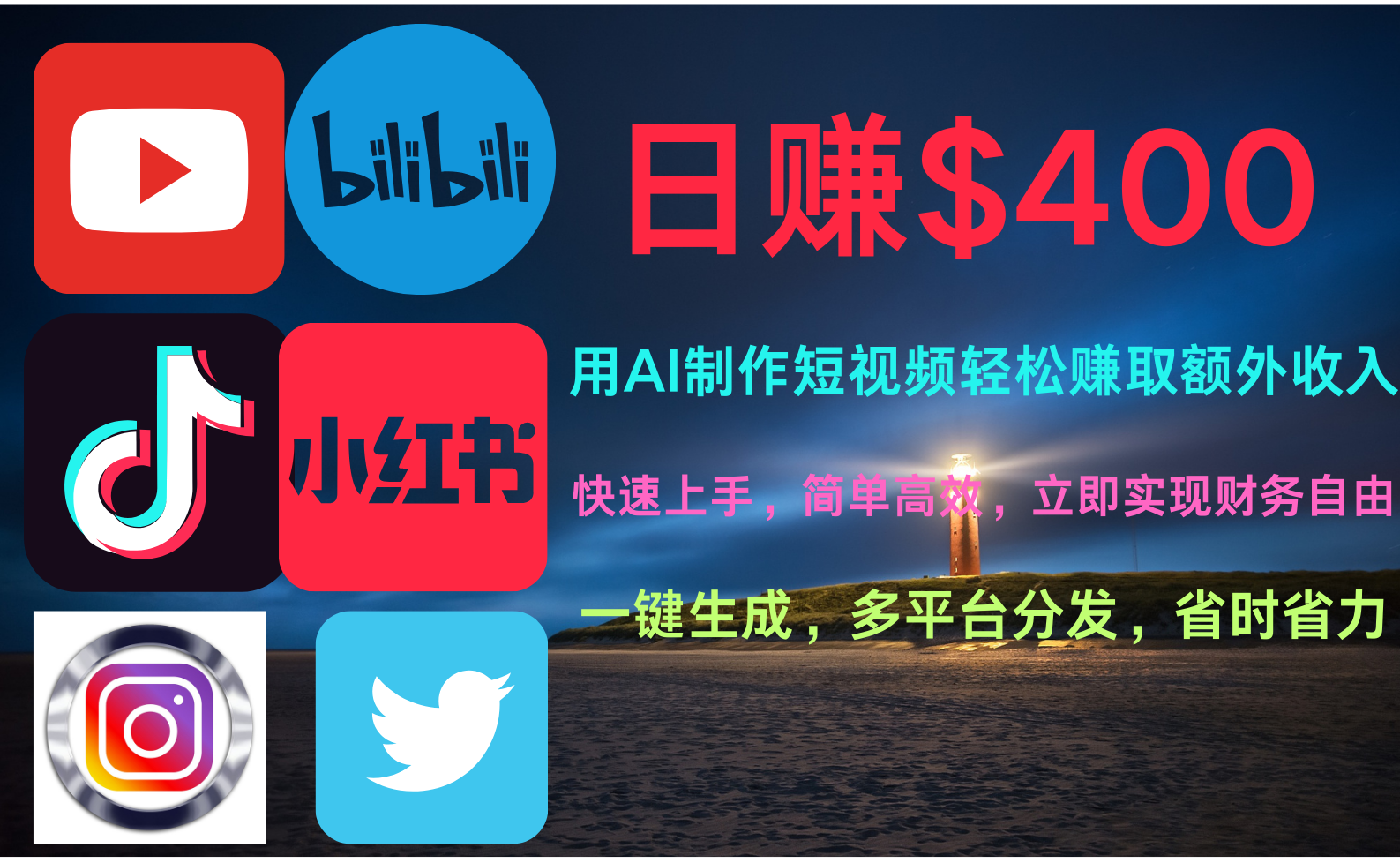 玩转全网视频平台，创造视频就能轻松赚取每天400美金-小何资源库