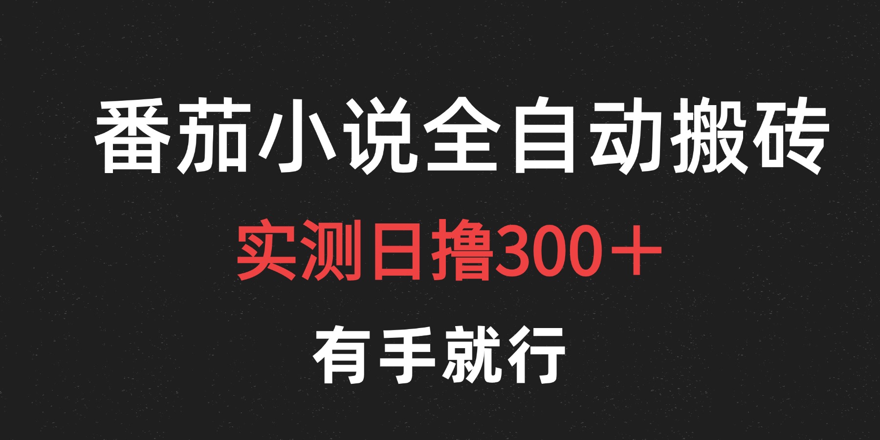 最新番茄小说挂机搬砖，日撸300＋！有手就行，可矩阵放大-小何资源库