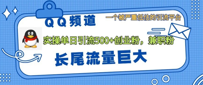 QQ频道靠长尾流量每日引流创业粉500+，实操月变现5K+-小何资源库