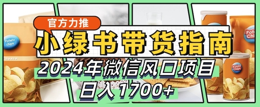 小绿书带货完全教学指南，2024年10月微信风口项目，日入1.7k-小何资源库
