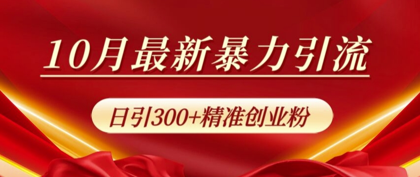 10月最新暴力引流，私域完美闭环，日引300+精准创业粉【揭秘】-小何资源库
