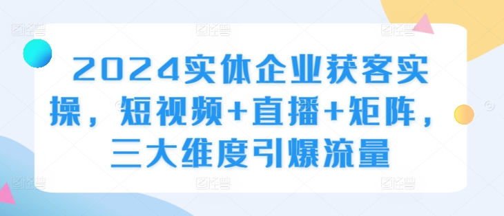 2024实体企业获客实操，短视频+直播+矩阵，三大维度引爆流量-小何资源库
