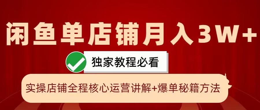 闲鱼单店铺月入3W+实操展示，爆单核心秘籍，一学就会【揭秘】-小何资源库