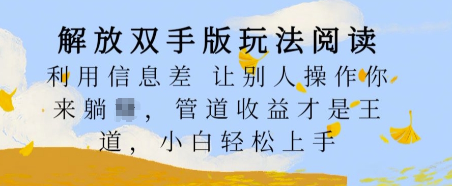 解放双手版玩法阅读，利用信息差让别人操作你来躺Z，管道收益才是王道，小白轻松上手【揭秘】-小何资源库