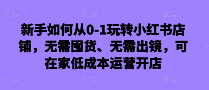 新手如何从0-1玩转小红书店铺，无需囤货、无需出镜，可在家低成本运营开店-小何资源库