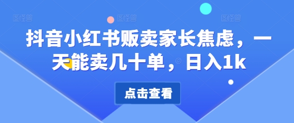 抖音小红书贩卖家长焦虑，一天能卖几十单，日入1k-小何资源库