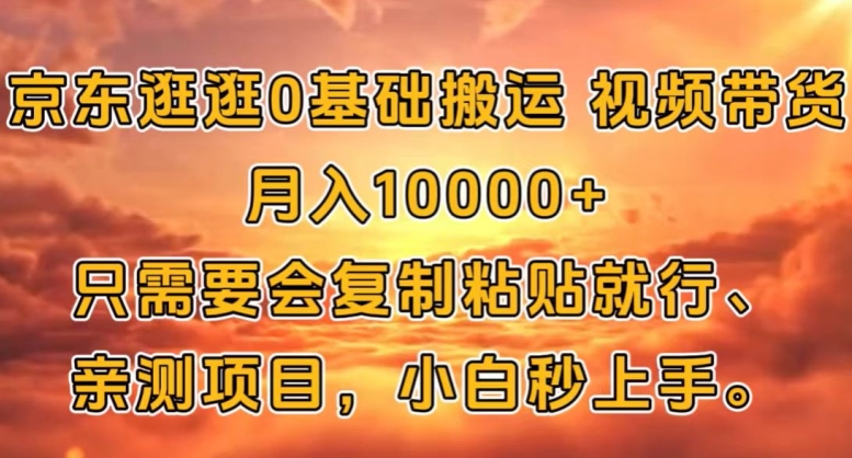 京东逛逛0基础搬运视频带货【赚佣金】月入1w-小何资源库
