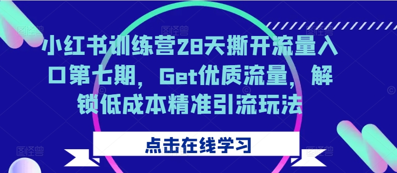 小红书训练营28天撕开流量入口第七期，Get优质流量，解锁低成本精准引流玩法-小何资源库