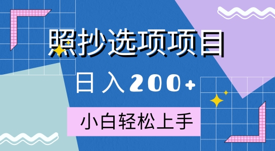 10月全新照抄选项项目，快速日入2张，操作简单易上手-小何资源库