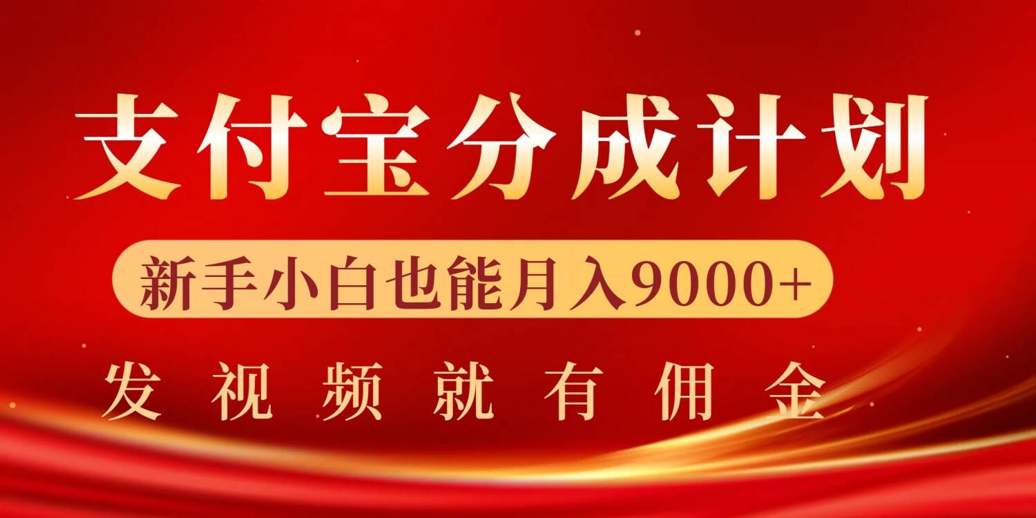支付宝视频分成计划，一万播放200-300+，抓紧来干-小何资源库