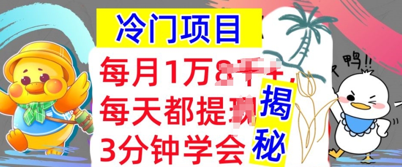 冷门项目，这个方法一定要学会，内部教程，每月1w(揭秘)-小何资源库