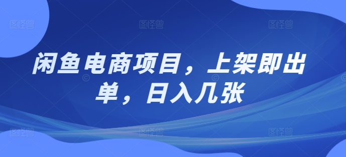 闲鱼电商项目，上架即出单，日入几张-小何资源库