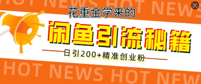 花重金学来的闲鱼到流秘籍，日引200+精准创业粉-小何资源库