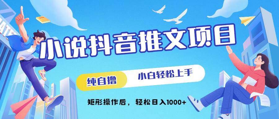 小说抖音推文项目，纯自撸，小白轻松上手，矩形操作后，轻松日入几张-小何资源库