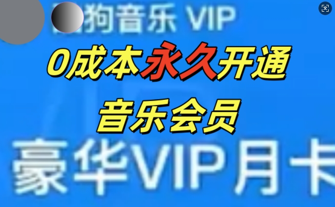 0成本永久音乐会员，可自用可变卖，多种变现形式日入3张-小何资源库